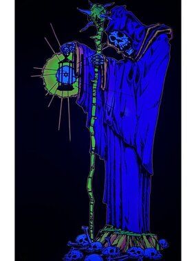 Vintage 2001 "The Reaper" Flocked Blacklight 23"x35" Poster RARE Deadstock Retro